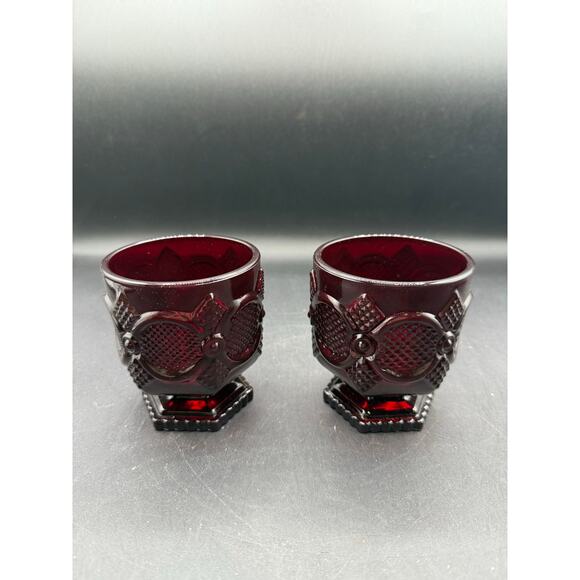 Vintage Avon 1876 Cape Cod Ruby Red Footed Glasses-Set of 2,New in Box - Picture 2 of 8